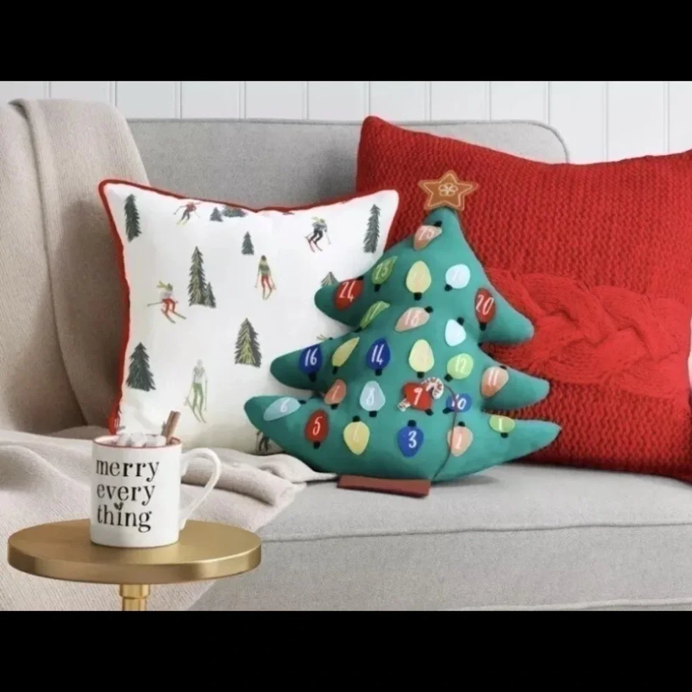 NWT. WONDERSHOP Advent Calendar Christmas Tree Pillow